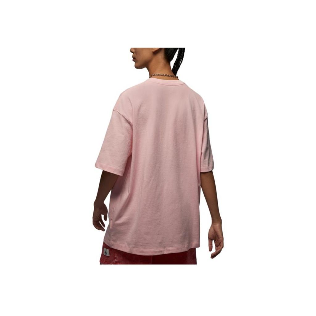 Jordan Свободная футболка Essentials Solid Logo с круглым вырезом и коротким рукавом, спущенными плечами, женские топы светло-розового цвета FV1133-621