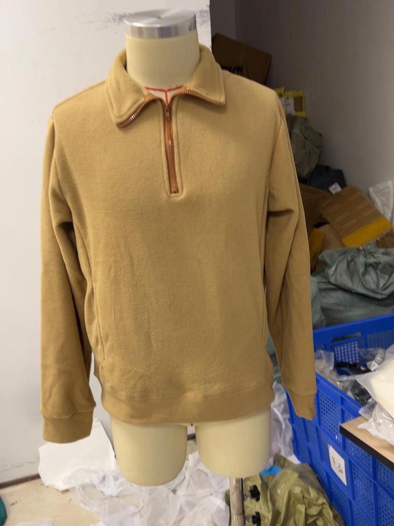 Мужская тактическая толстовка-поло с воротником-стойкой и полумолнией