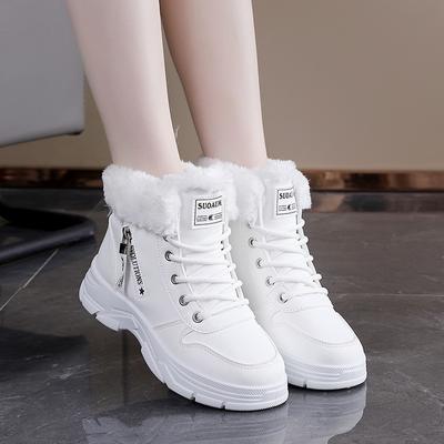 Женские высокие кроссовки большого размера на мягкой подошве, осенне-зимние, теплые, с мехом, зимние ботинки, утепленная подкладка, нескользящие, для пеших прогулок, повседневные, спортивные, хлопковые ботинки