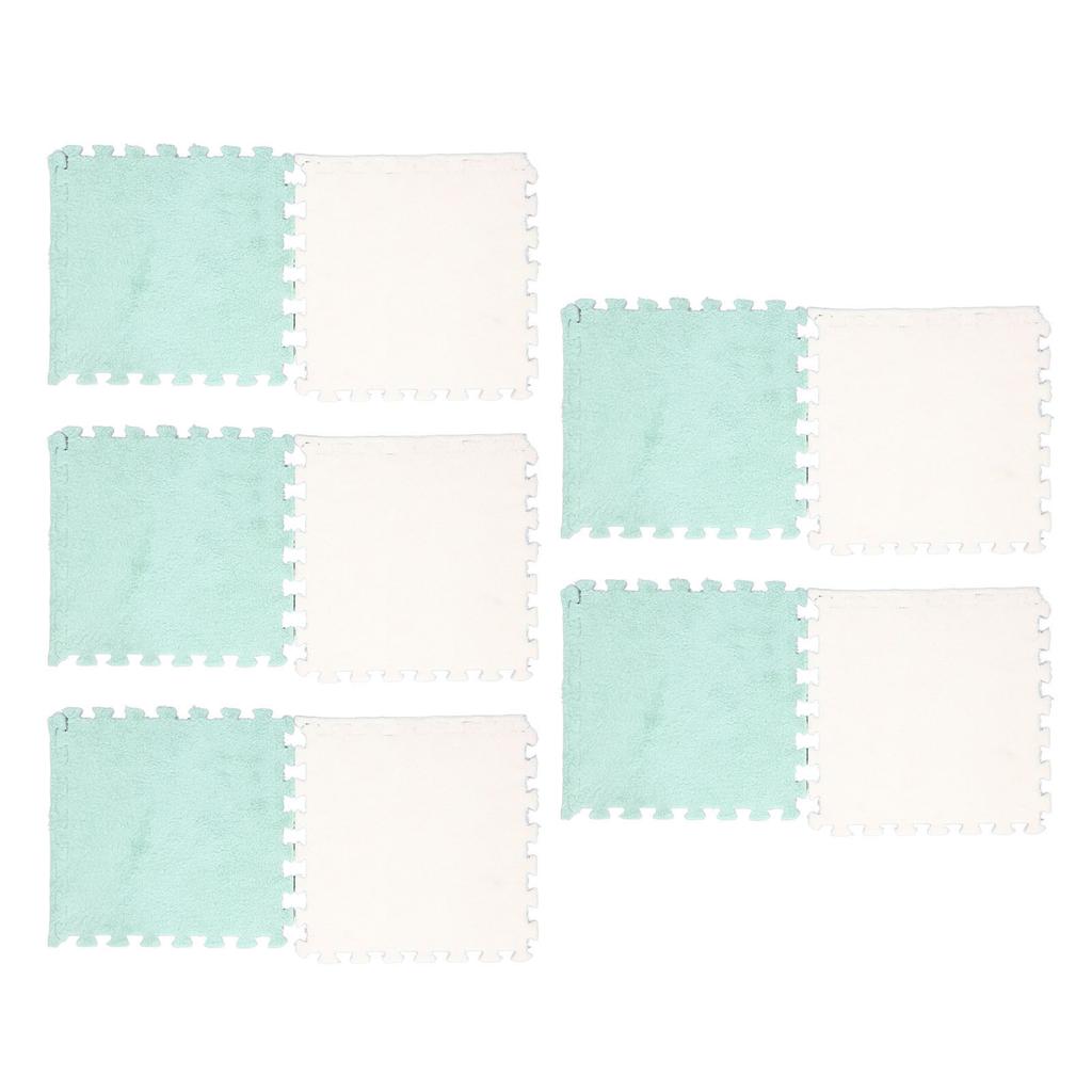 10pcs Plush Foam Interlocking Floor Mat Soft Anti Slip Cuttable Color Block Thickened Foam Tiles