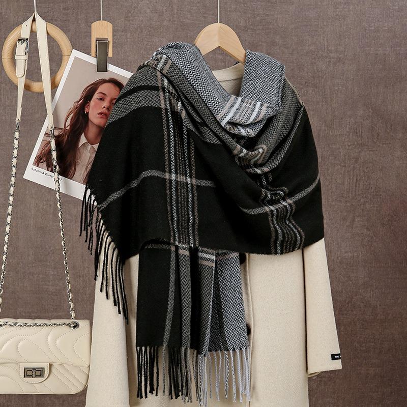 Autumn and Winter New Temperament Versatile Scarf Double-sided Imitation Cashmere High-end Warm Scarf Shawl Recommendation