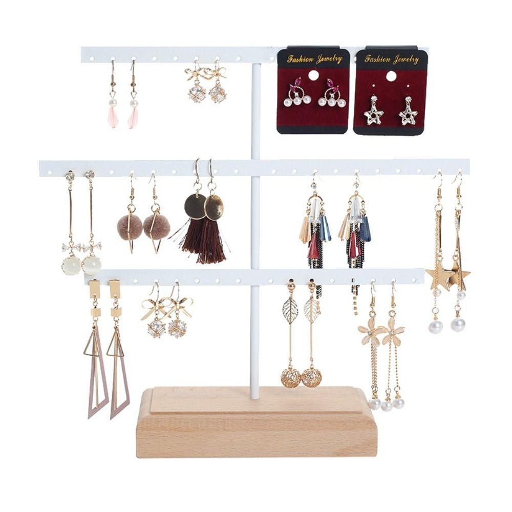 Metal Earrings Display Stand 52 Holes Necklace Bracelet Anklet Stud Holder Desktop