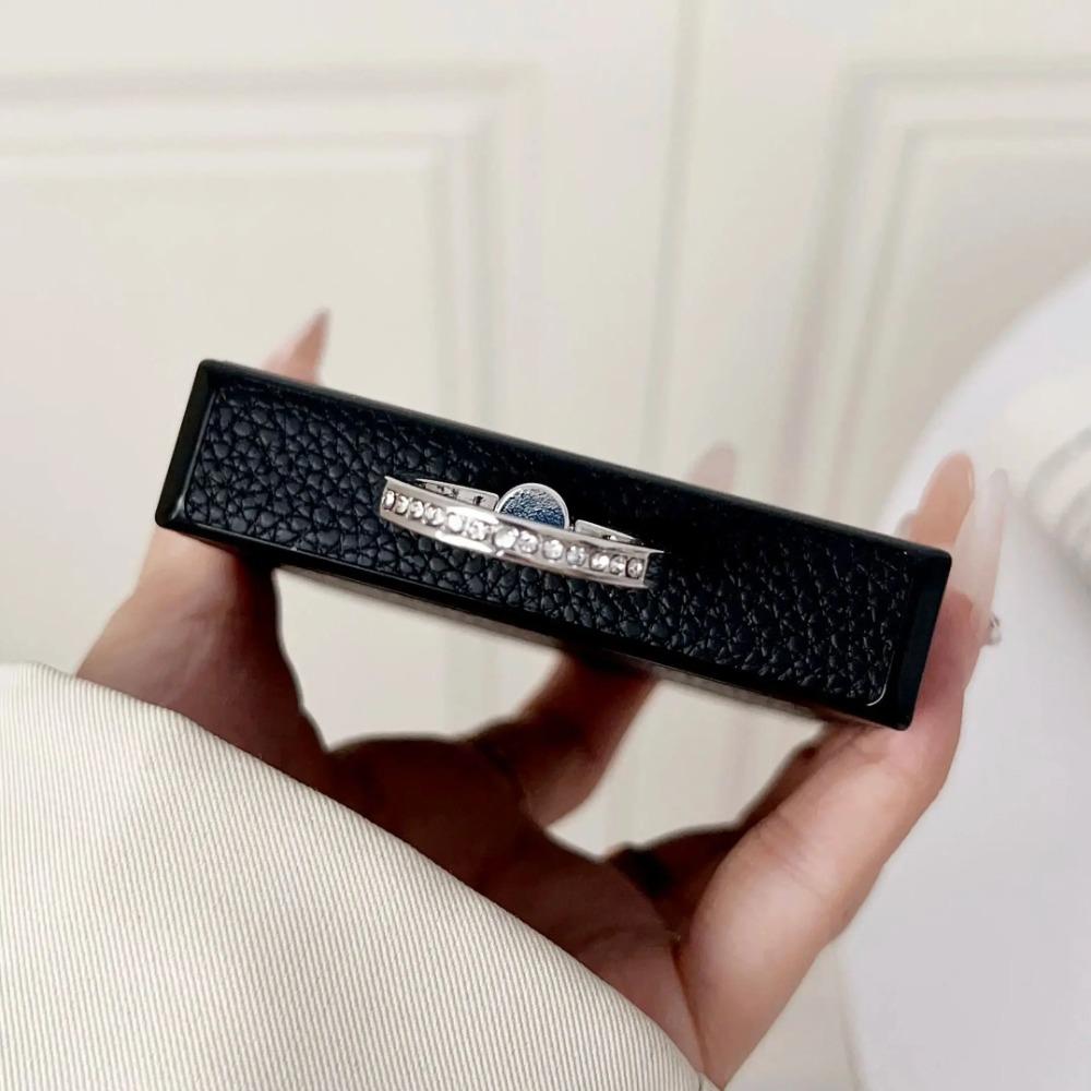 High-end Busine Sle Litchi Texture Leather Foldable Phone Case for Samsung Galaxy Z Flip 7 6 5 4 3 Ring Holder Protection Cover