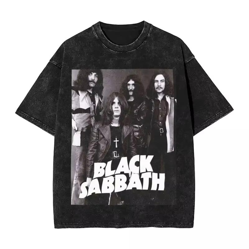 Black Sabbathes Metal Music Washed T Shirts Hip Hop Band Men Women T Shirt Oversize Streetwear Cotton Graphic Tops Tees
