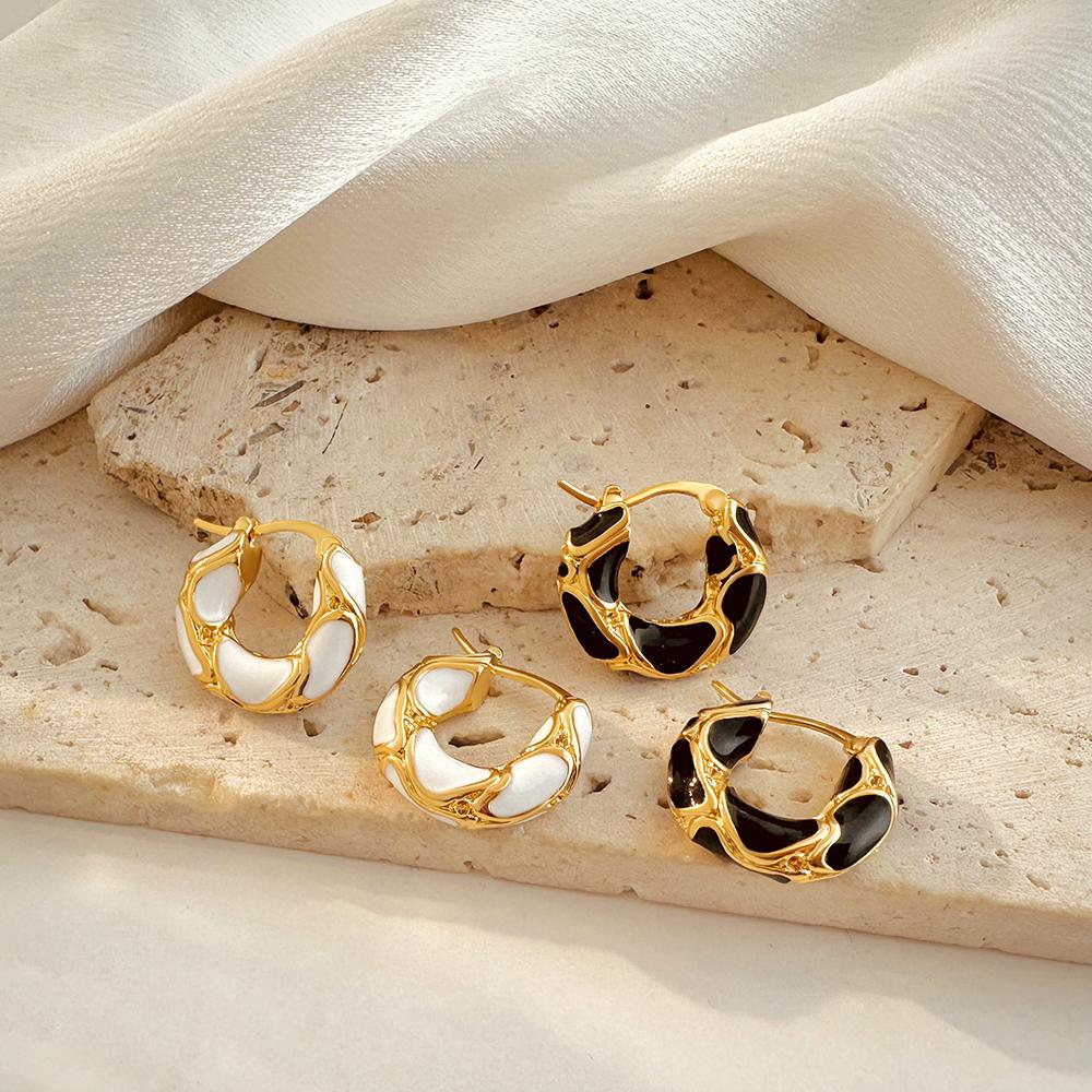 Enamel Hoop Earrings for Women Statement Ear Buckle Creative Jewelry Gifts