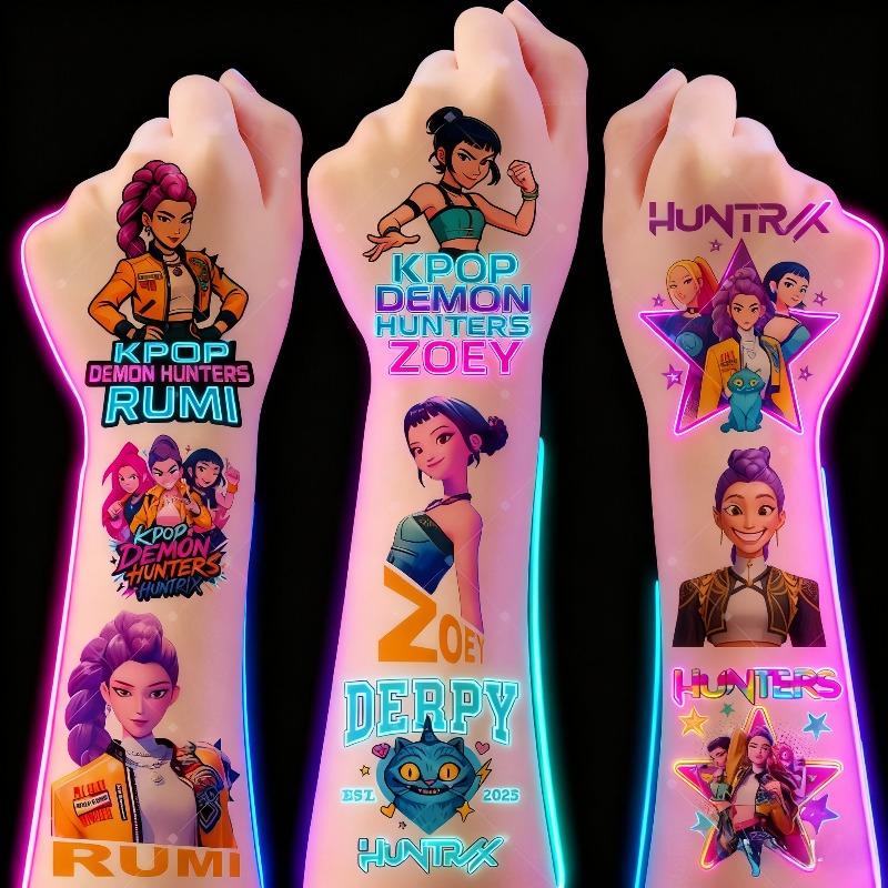 20 шт. Временные тату-наклейки Rumi Kpop Demon Hunters, милый мультяшный дизайн, водостойкие, забавные, для вечеринки, идеи рождественских подарков