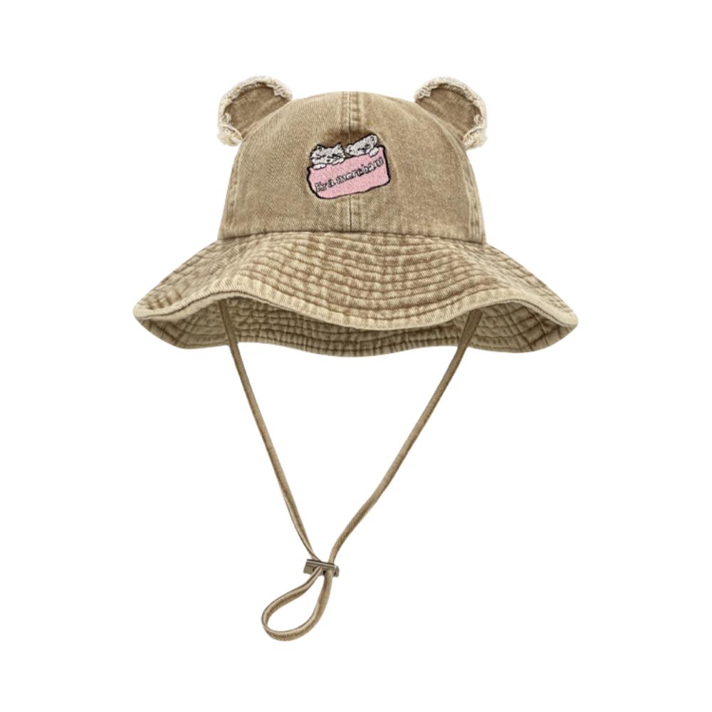 Шляпа-панама с широкими полями и медвежьими ушками, для походов и рыбалки, солнцезащитная, на шнуровке, джинсовая, кошачья, от солнца, для кемпинга