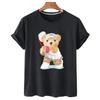 Teddy Bear Playing Badminton Tshirt Exercise Clothing Short Sleeve Tops Graphics Kawaii Unisex Women Short Sleeve Printed Shirt Top