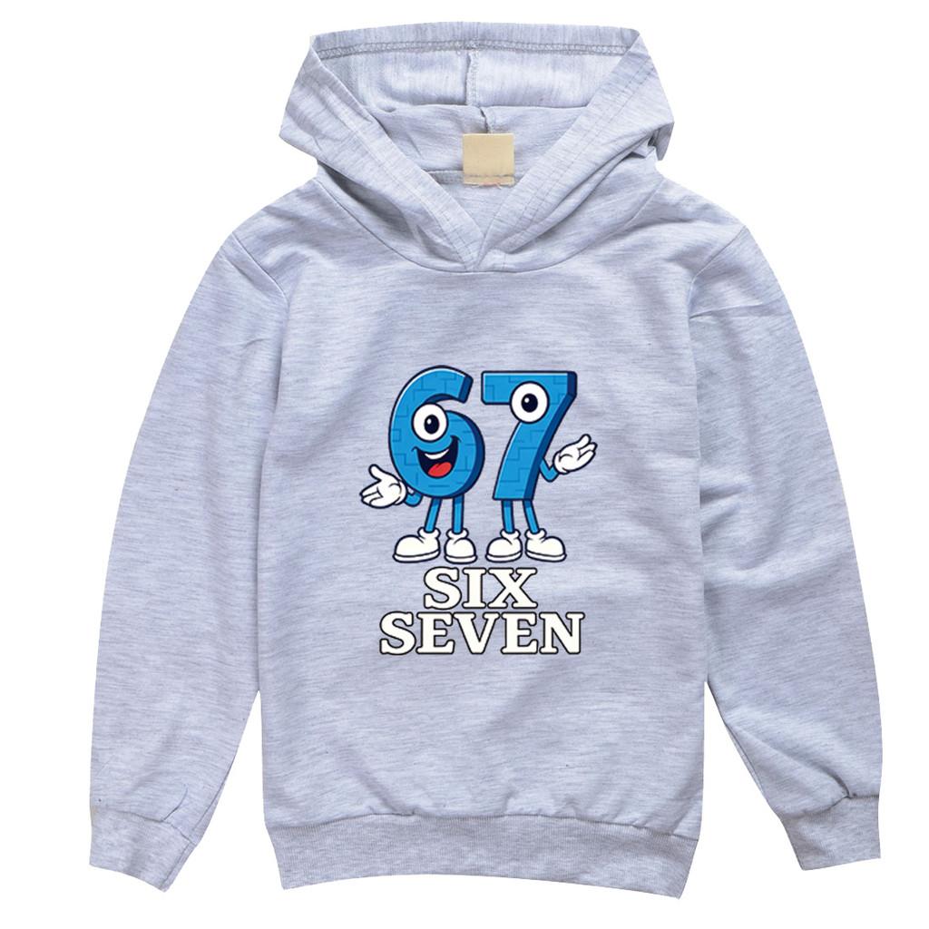 9194 Детский Худи с принтом Steal a Brainrot 67 Six Seven, повседневный, с длинными рукавами