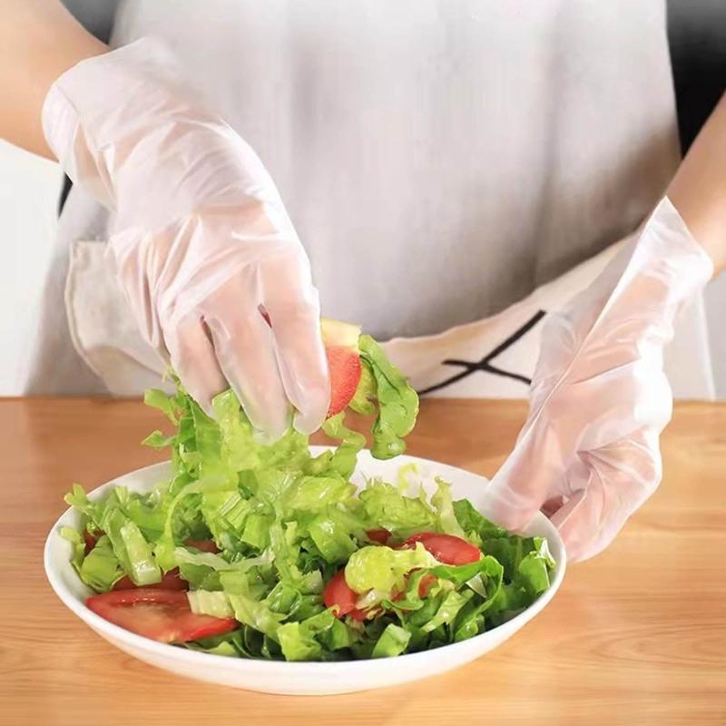 100Pcs Disposable Gloves Food Grade Catering Barbecue Thickened Oil-proof Hairdressing Cleaning Gloves TPE Material for Kitchen