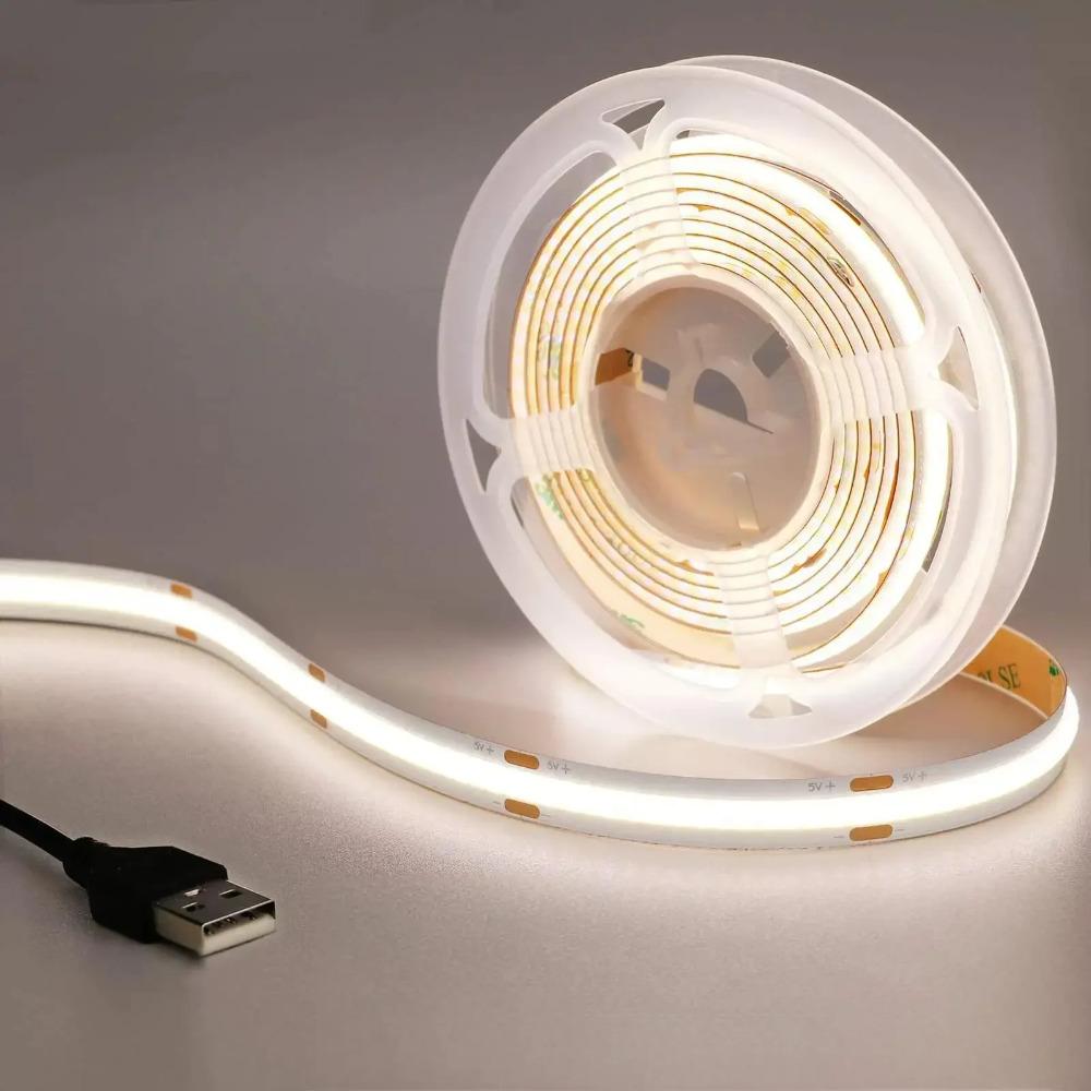 Светодиодная лента COB DC5V с USB-питанием 320 светодиодов/м высокой плотности гибкое освещение 3000K/4000K/6000K комнатная светодиодная лента подсветка для телевизора