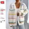 Womens Striped Knit Cardigan Loose Casual Fashion Sweater Outerwear