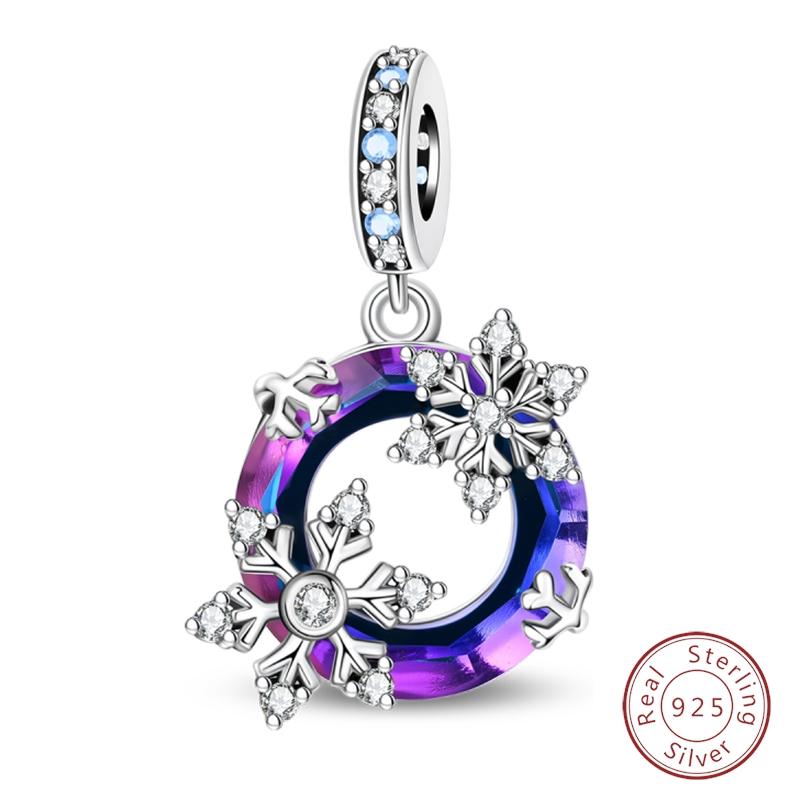 Shining 925 Silver Zircon Inlaid with Winter Designer Charms Beads Fit Wedding and Festival DIY Fine Jewelry Gifts