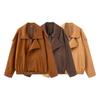 Kaslead New Women clothes Western Style Fashion Simple and Versatile Loose Suede Jacket