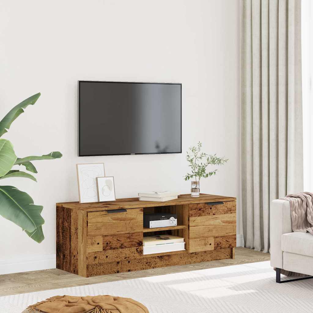 TV Stand with Rustic Wood Look 102 x 35 x 36.5 cm Engineered Wood