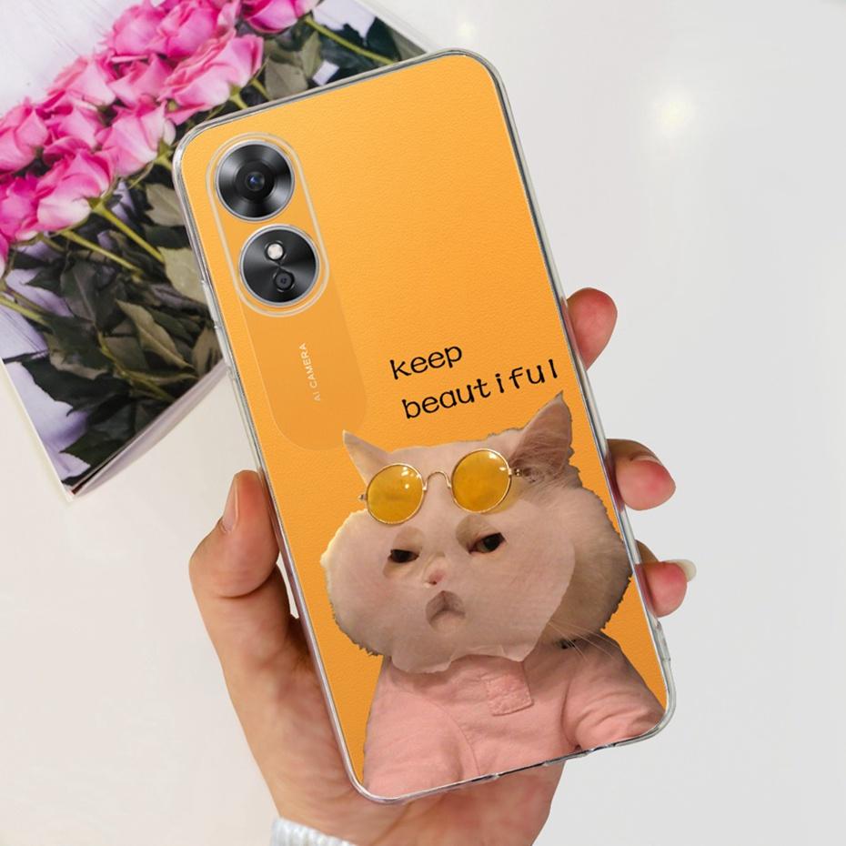 Красивый чехол с принтом для OPPO A17 (CPH2477) Мягкая силиконовая ТПУ задняя крышка для чехлов телефона Oppo A17 A 17 4G