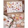 46 шт., набор наклеек для послеобеденного чая, сладкий торт, печенье, кофейный напиток, стикер для заметок, клейкая наклейка A6536