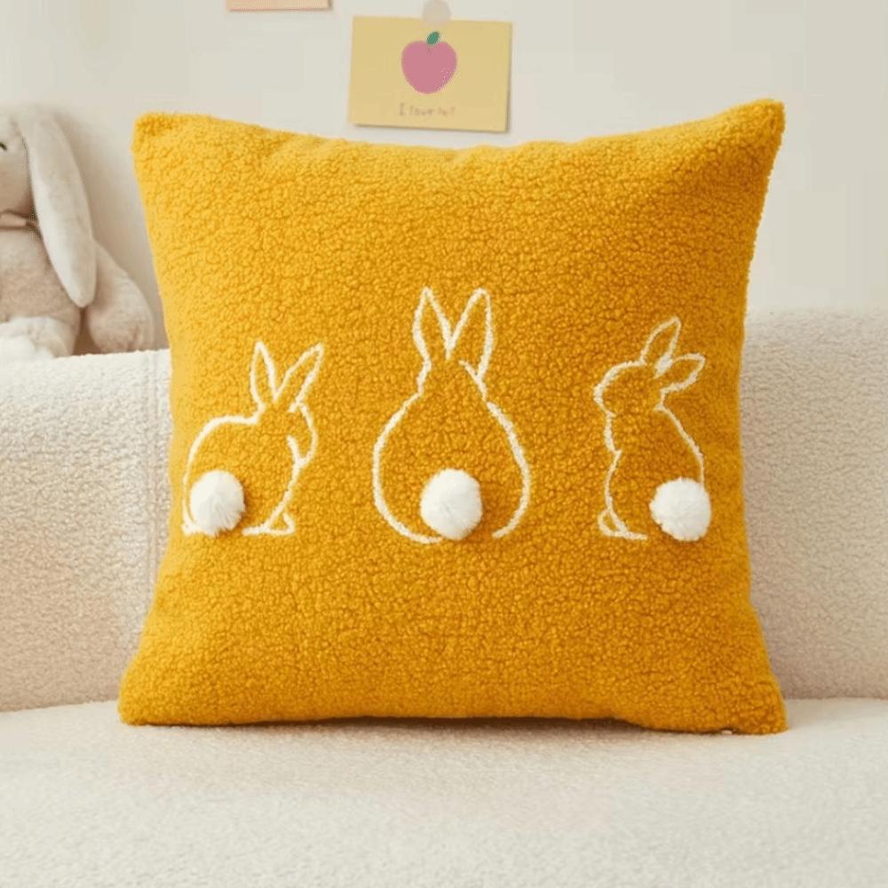 Square/Rectangular Easter Bunny Pillow Cover Plush Pillowslip Cartoon Throw Pillow Cover  Holiday