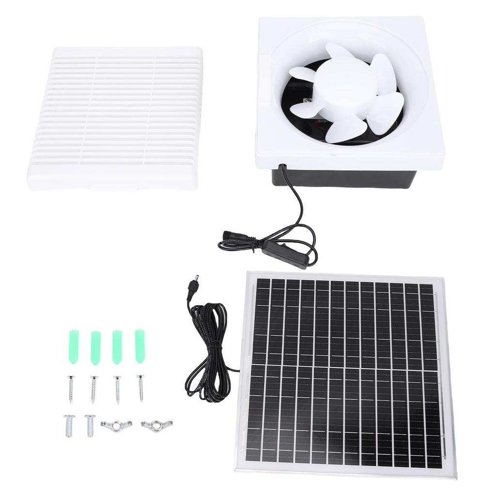 Solar Panel Ventilation Fan Kit 20W Solar Panel 6in Exhaust Fan Kit for Kitchen Bathroom Greenhouses Sheds Pet Houses