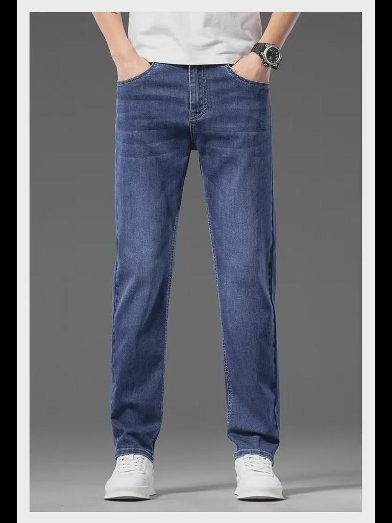 Мужские модные узкие прямые джинсы весна/лето – стильные, эластичные, повседневные длинные брюки