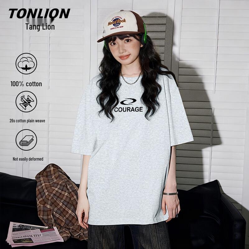 Женская хлопковая футболка TonLion с круглым вырезом и коротким рукавом