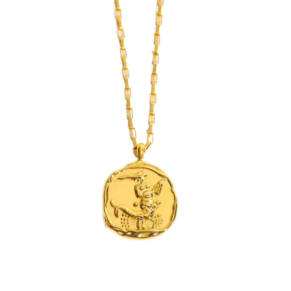 Pendant 12 Constellation Necklace Neck Jewelry Vintage Golden Necklace  Vacation
