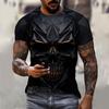 Summer Round Neck 3D Horror Skull Print Top Fashionable Casual Short Sleeved Men's T-shirts