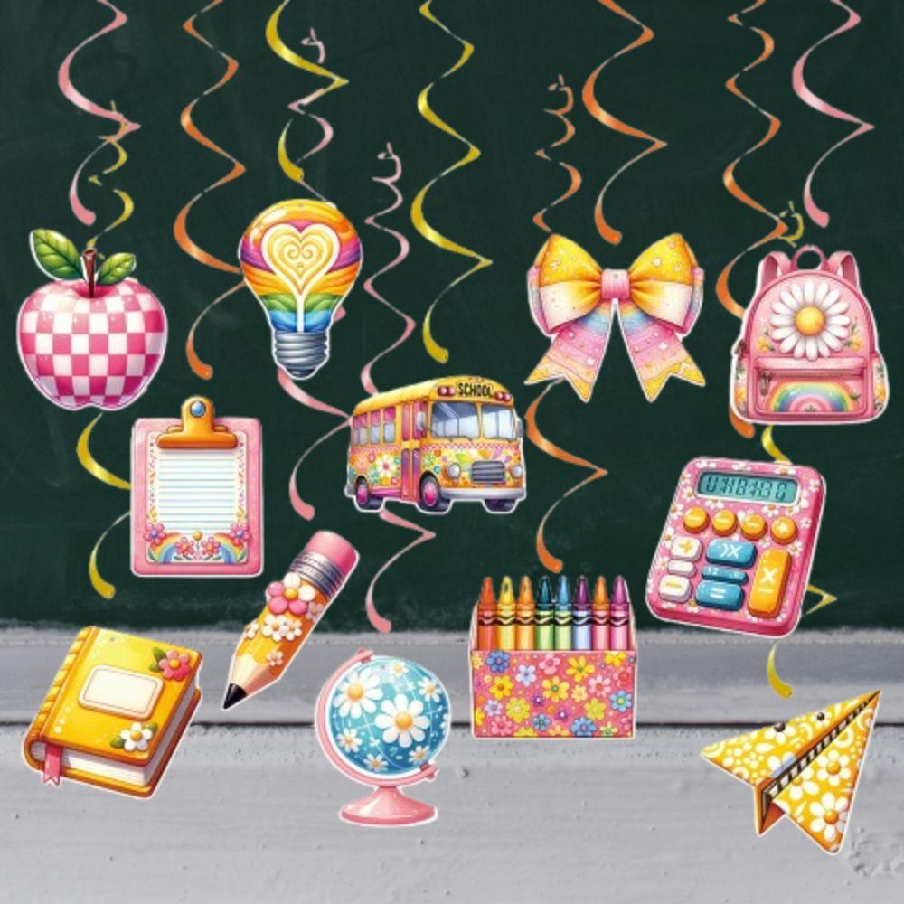 Colorful Back To School Spiral Banner Paper Welcome  Hanging Flag  Classroom Kindergarten