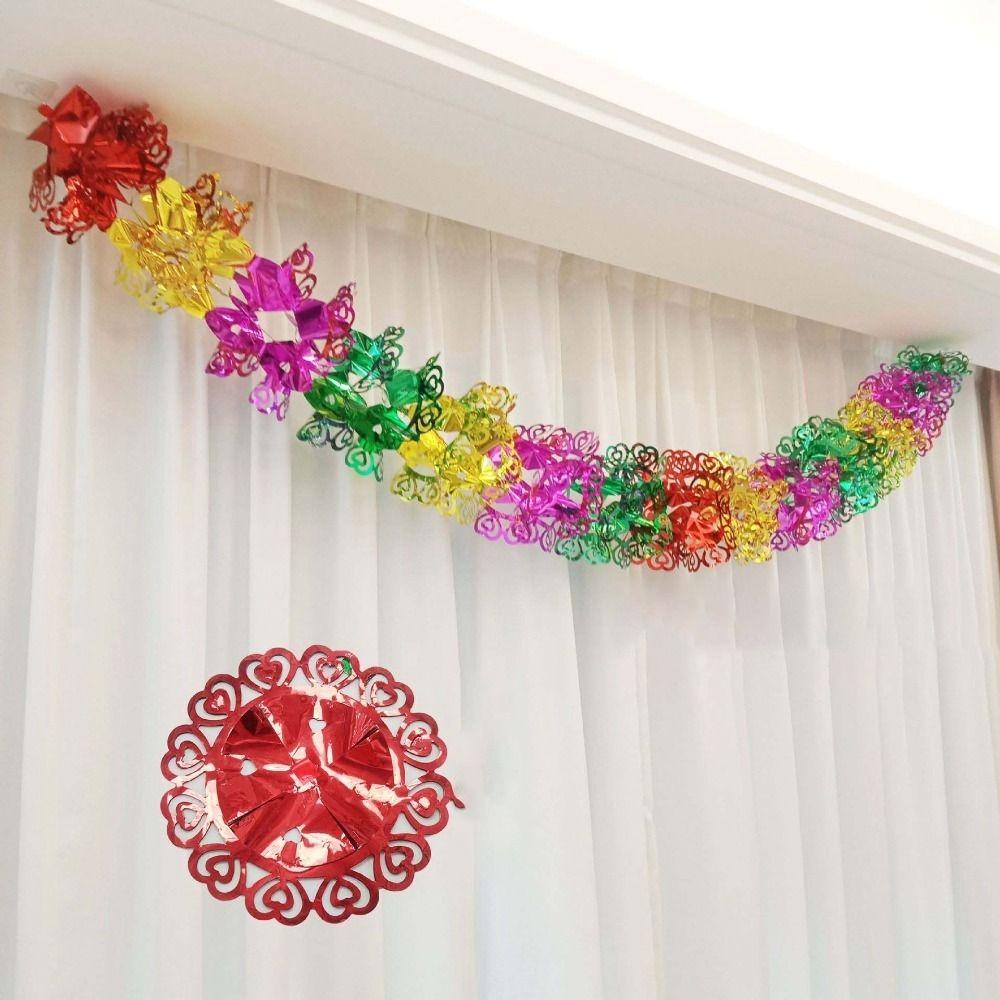 Xmas Gift Party Supplies Hanging Decoration Ceiling Wreath Metalic Foil Garland Christmas Decor