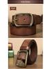 Мужской модный ретро-ремень из кожи ручной работы с медной пряжкой
