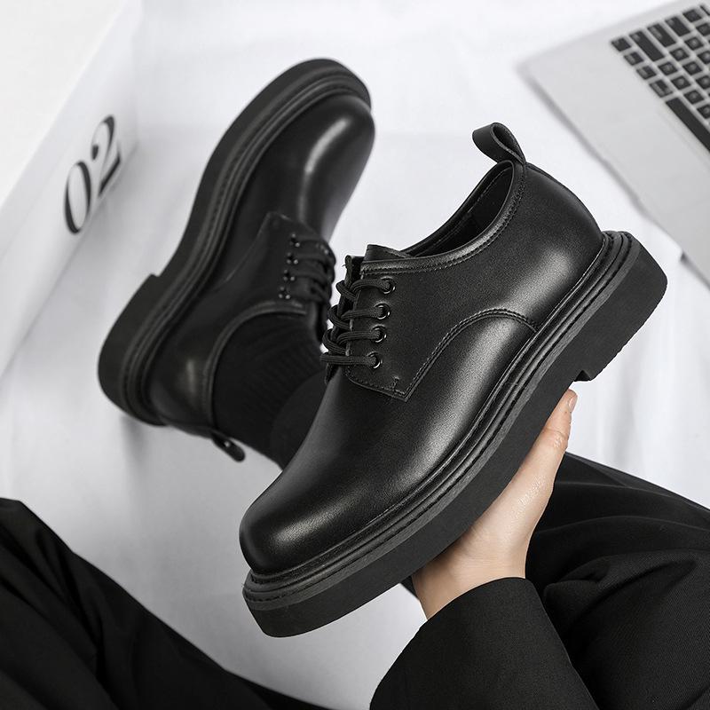 Fashion Luxury Men's Japan Karajuku Korean Style Streetwear Vintage Thick Platform Increase Casual Leather Shoes Soft Male Dress Shoes