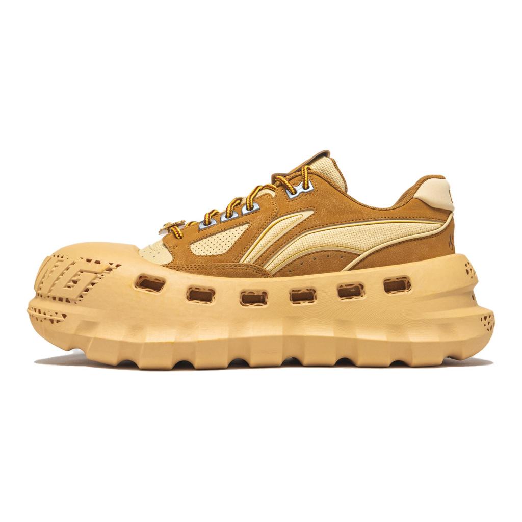 Li Ning Badfive Нескользящие, Износостойкие, Дышащие Низкие Повседневные Кроссовки Унисекс Желто-коричневые ABCU047-1