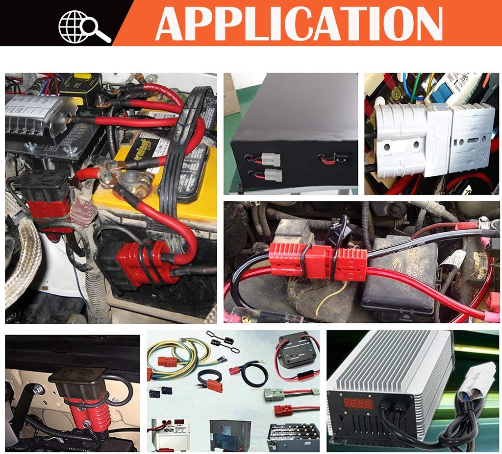 Разъем для аккумулятора, быстроразъемный разъем для аккумулятора CESFONJER 50A 600V для автомобиля, лодки, каравана, кемпера (Подходит для провода 6-10 AWG, красный)