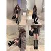 25 Autumn and Winter New Thick-soled Thick-heeled Medium-high Knight Boots Women's Velvet But Knee Boots Locomotive Thin Boots