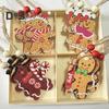 12 Pcs Christmas Wooden Ornaments Hanging Gnome Gingerbread Man Decorations Xmas Tree Pendant for Holiday Home Decor