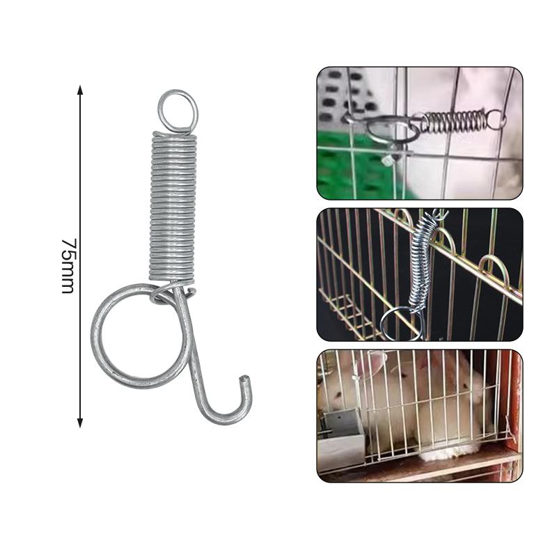 4/8Pcs Multipurpose Spring Animal Cage Latches Lock Spring Rabbit Cage Door Tension Spring With Hook For Fixing All Pet Cages