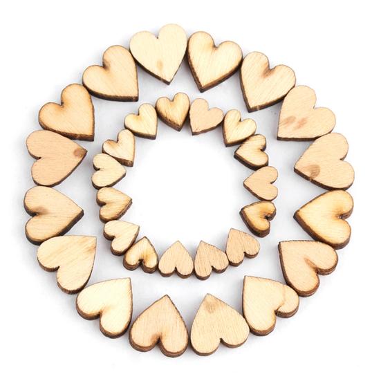 100Pcs Heart Shape Wooden Buttons Rustic Sewing Wedding Table Scatter Decor