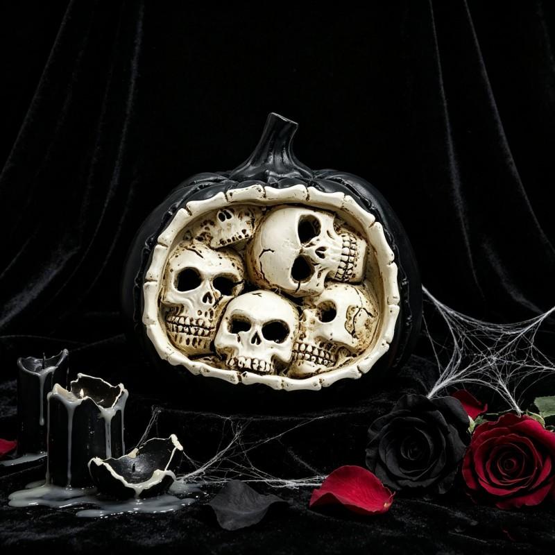 Halloween Decor Skull Pumpkin Figurine Resin Horror Prop Desktop Decoration Party Home Display
