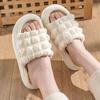 Fashion Breathable Linen Slippers for Women with Thick EVA Sole, Comfortable Puff Design, Spring/Autumn Indoor House Shoes, Quiet & Soft
