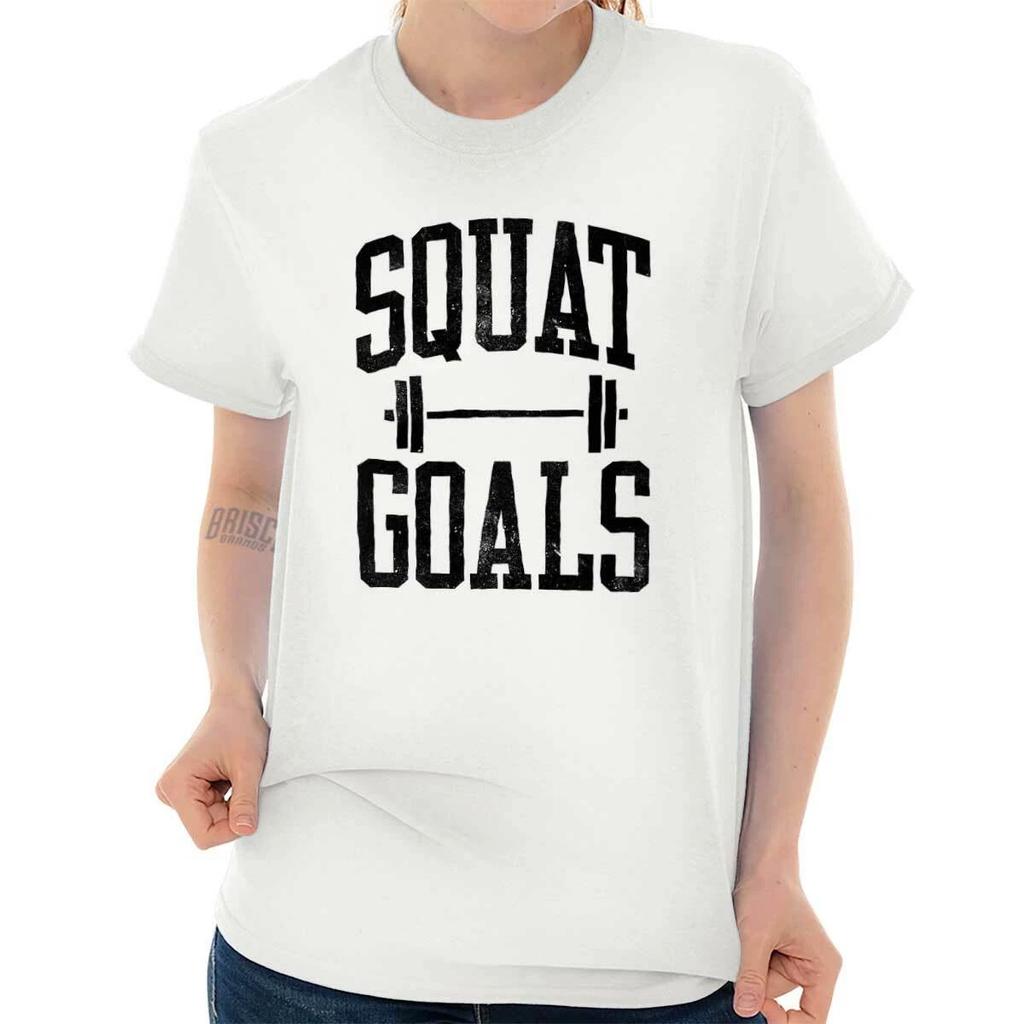 Funny Gym Workout Humor Squat Goals Joke Womens or Mens Crewneck T Shirt Tee