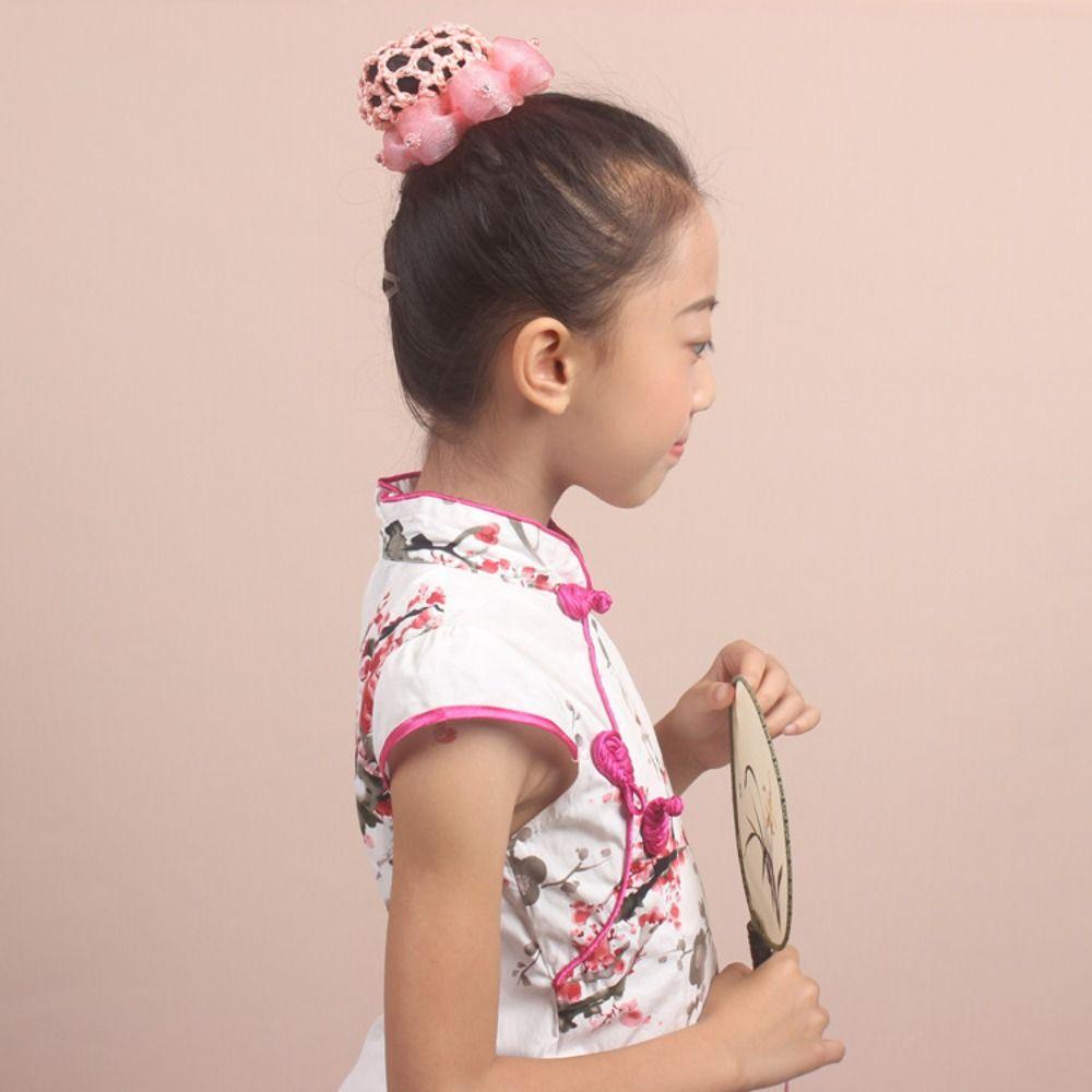 Блестящий детский пучок с сеткой бант балетный пучок снуд модная сетка для волос с цветком вечеринка