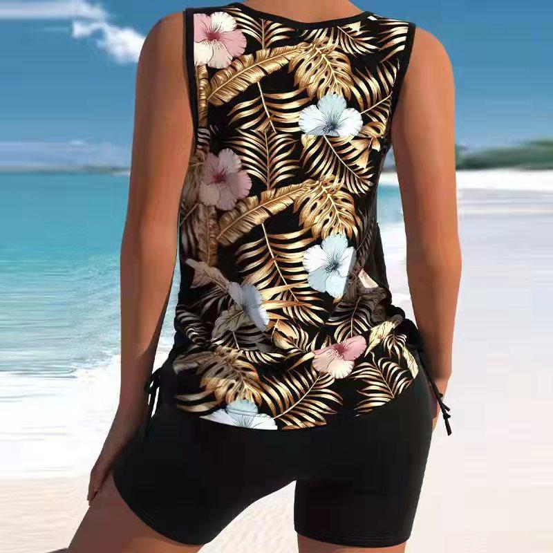 Women Floral Print Two Piece Swimdress Tankini Set 2023 Sexy Swimwear Large Size Bikini Monokini Set Summer Swimsuit Beachwear