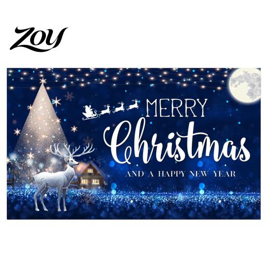 Santa Claus Wall Backdrop Christmas Banner, 71x43 Inches Sleigh Reindeer Snowman for Winter Wonderland Large Festive Sign Party Decorations,