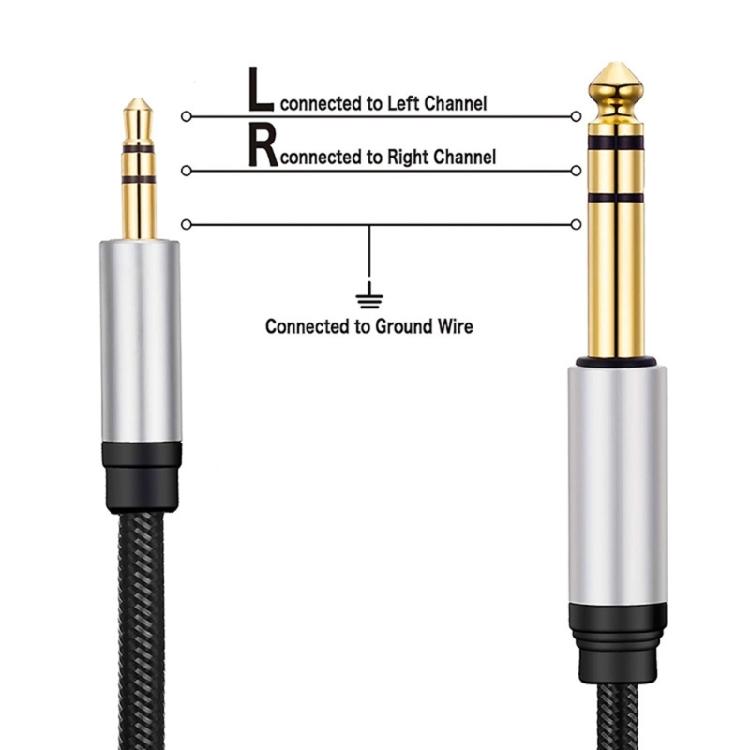 Professional 3.5mm Male to 6.35mm Male Stereos Sound Cable with Nylon Braideds for Amplifiers and Mixing Consoles