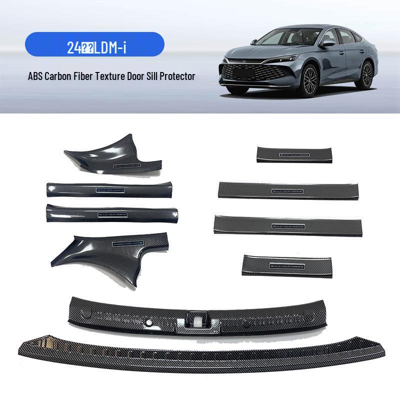 24 BYD Qin L DM-i Накладки на пороги и Защита багажника из углеродного волокна, Комплект