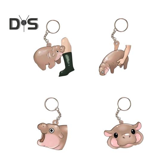 Брелок-подвеска в виде бегемота, небольшой брелок-подвеска, выделяющийся, необычный брелок-подвеска, сумка, рюкзак, аксессуар, подарок