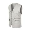 Men Summer Cargo Waistcoat V-Neck Sleeveless Multi Pockets Sports Vest Solid Color Zipper Placket Volunteer Safety Vest Coat