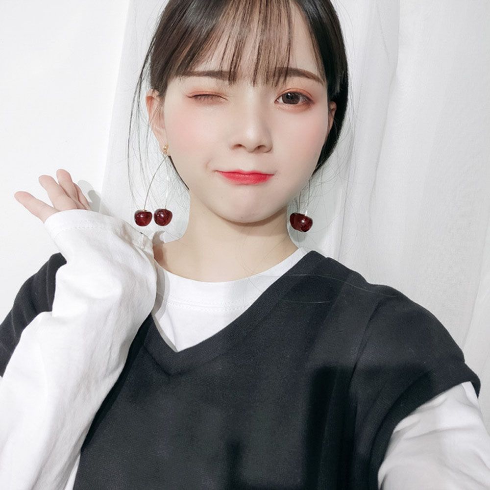 Вечеринка Длинные Красные Вишни Фрукты Модные Аксессуары Висячие Серьги Ювелирные Изделия Подвески Серьги Серьги-гвоздики