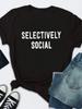 SELECTIVELY SOCIAL Letter Print Yellow T Shirt Women Short Sleeve O Neck Loose Tshirt Summer Women Causal Tee Shirt Tops Clothes
