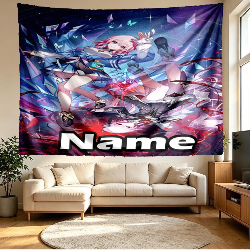 Custom Name Personalized Genshin Impact Print Tapestry, Wall Art Decor, Bedroom, Dorm, Apartment, LivingRoom, Party Backdrop, Gift for Birthday